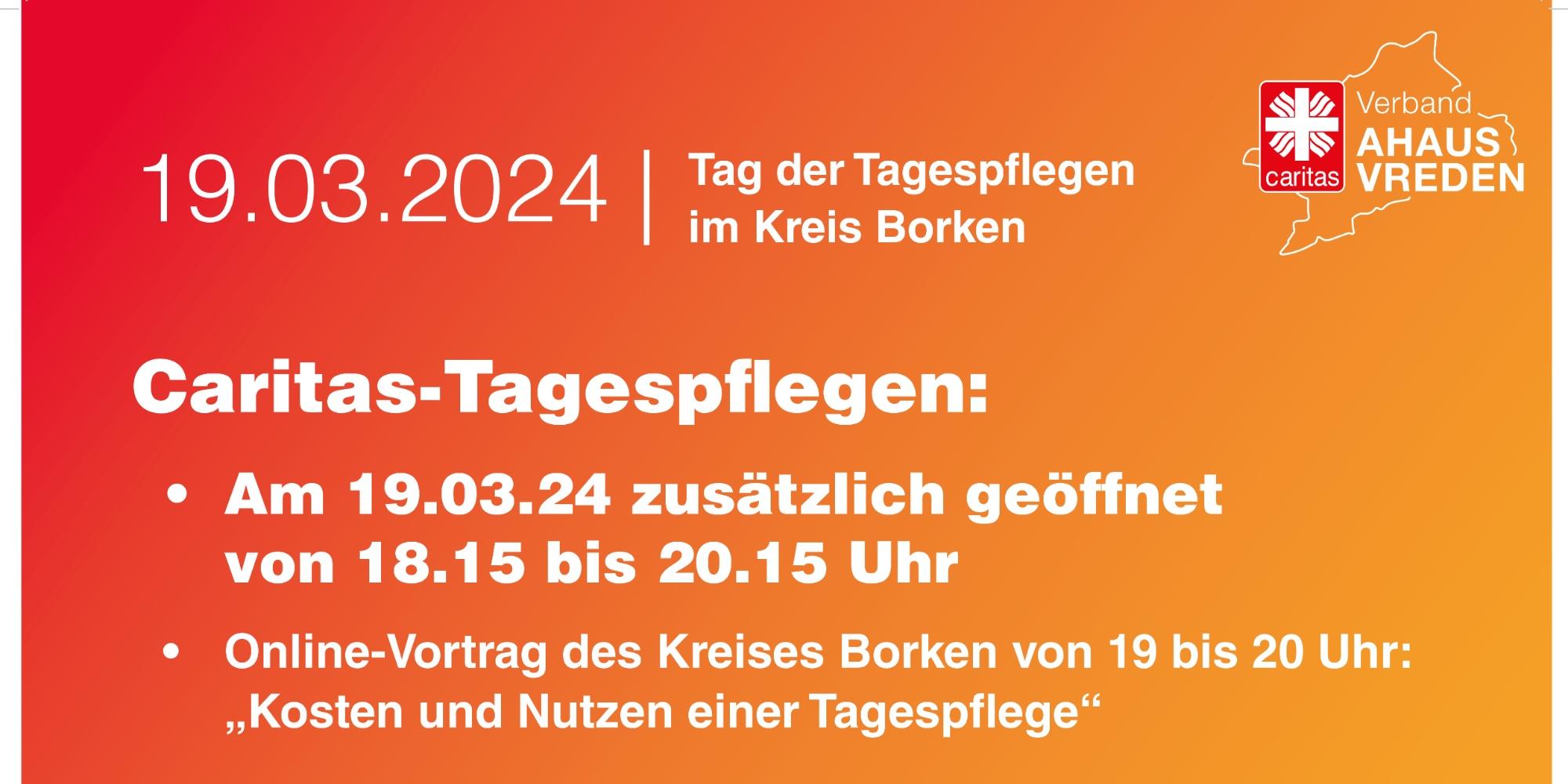 Die Caritas-Tagespflegen sind am 19. März zusätzlich von 18.15 bis 20.15 Uhr geöffnet.