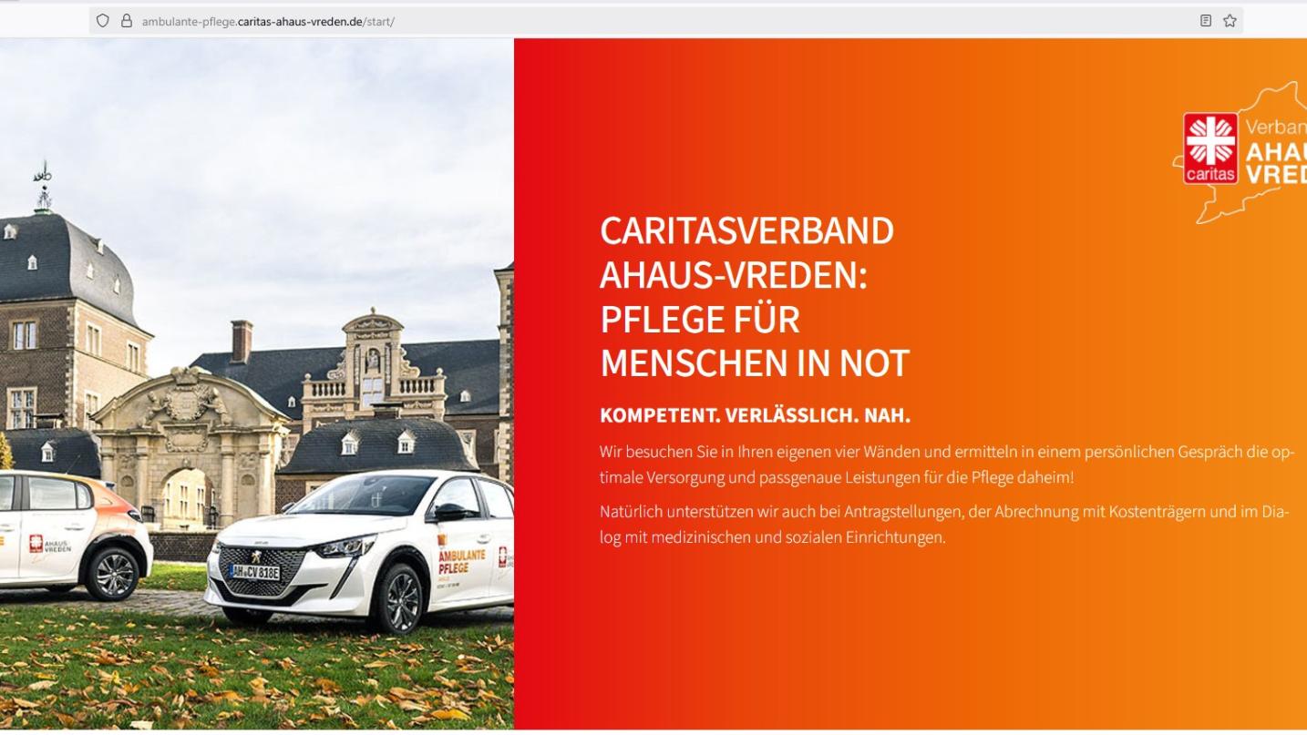 Alle Ambulanten Pflegedienste des Caritasverbandes Ahaus-Vreden sind ab sofort mit eigenen Webseiten online.